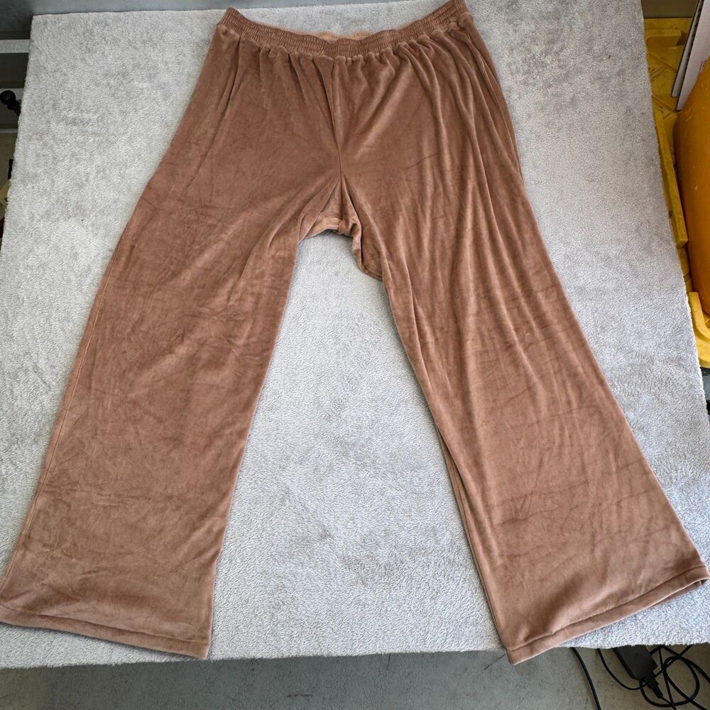 SKIMS Velour Sweatpants Womens 3XL Brown Soft Relaxed Fit Elastic Waist Wide Leg
